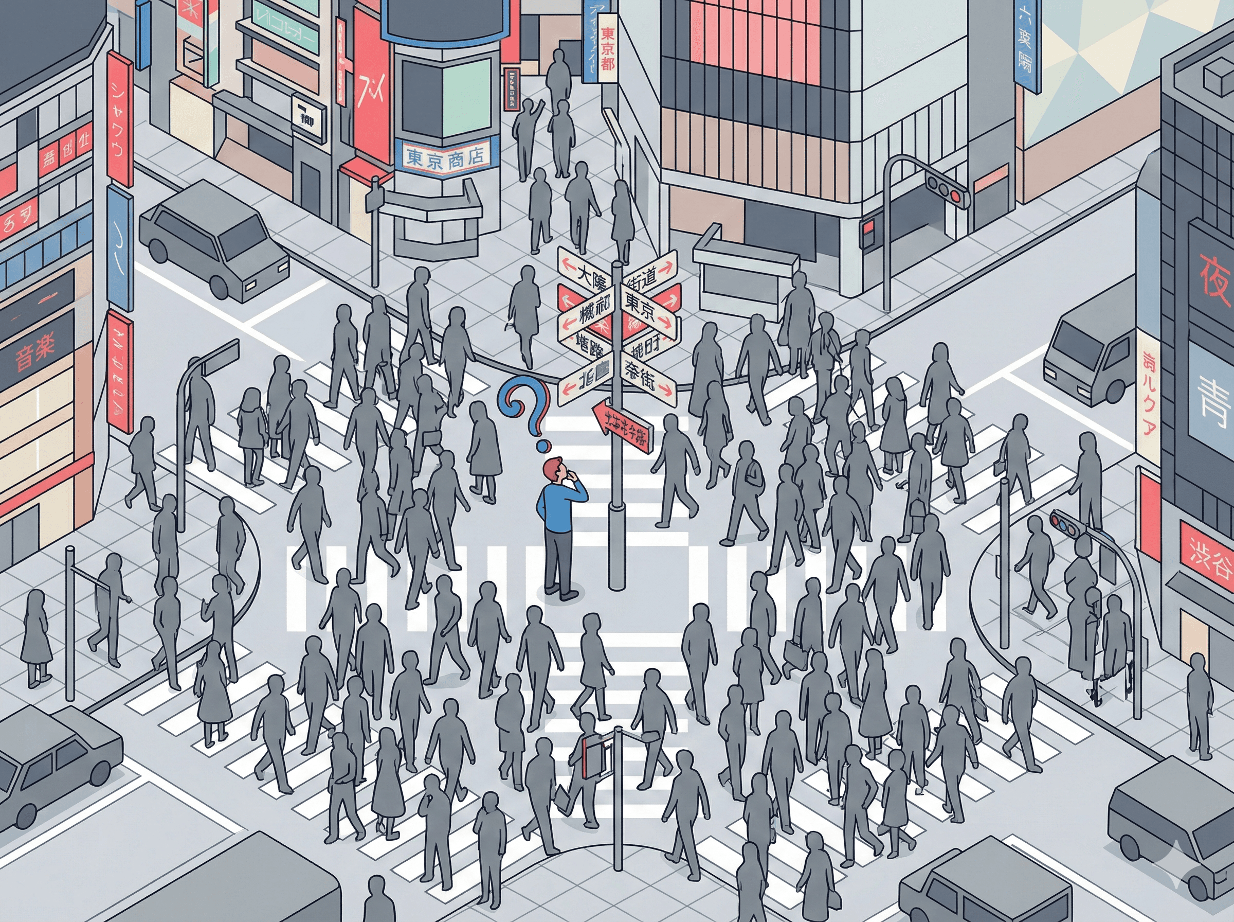 Happy traveler navigating Tokyo